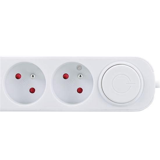 Solight predlžovací prívod 5 zásuviek, USB A+C 20W PD, 3m, 3 x 1mm2, biely, vypínač