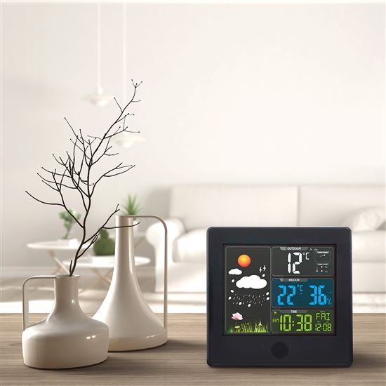 Solight meteostanica, farebný LCD, teplota, vlhkosť, RCC, čierna
