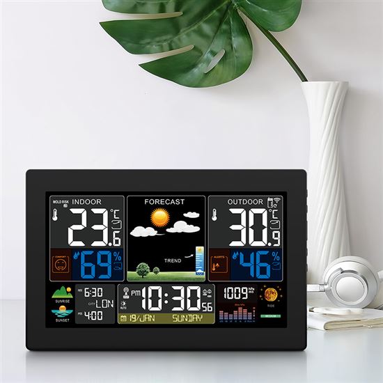 Solight meteostanica, XL farebný LCD, teplota, vlhkosť, tlak, RCC, čierna