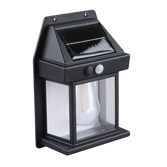 Solight LED solárna lampáš nástenná, teplá biela, 12x17cm, čierna