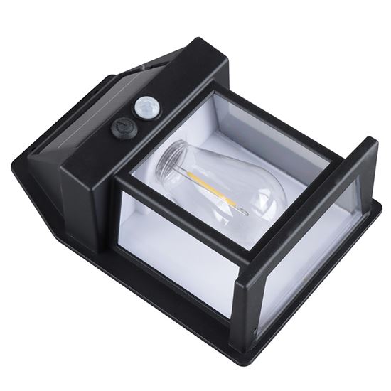 Solight LED solárna lampáš nástenná, teplá biela, 12x17cm, čierna