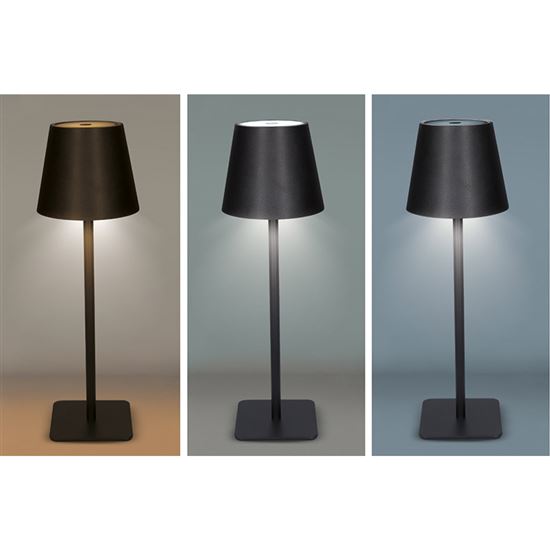Solight LED nabíjacia lampička Lucca, 120lm, zmena CCT, stmievanie, čierna