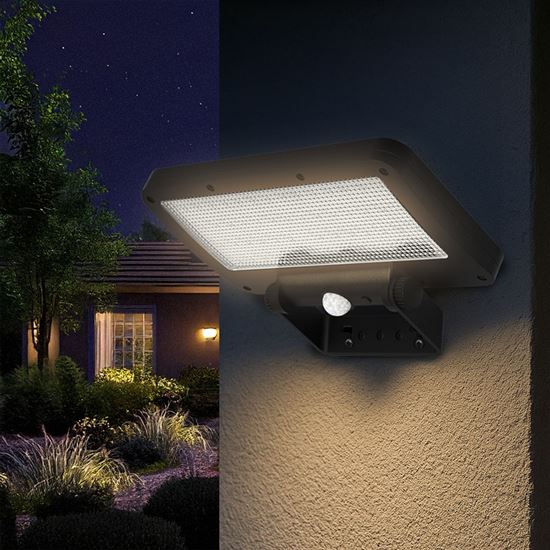 Solight LED solárne svetlo so senzorom, 5W, 500lm, 4000K, Li-Ion, čierna
