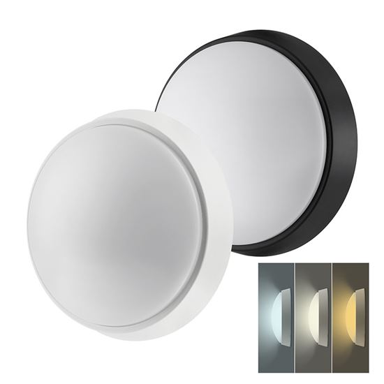 Solight LED vonkajšie osvetlenie, nastaviteľná teplota svetla - 3CCT, 15/18/20W, 1800lm, 22cm, 2v1 - biely a čierny kryt