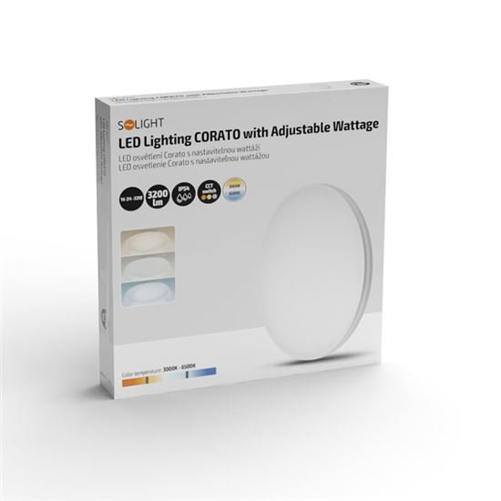 Solight LED osvetlenie Corato s nastaviteľnou wattážou a CCT, IP54, 16-24-32W, max. 3200lm, 3CCT, 38cm