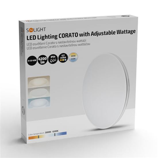 Solight LED osvetlenie Corato s nastaviteľnou wattážou a CCT, IP54, 21-32-42W, max. 4200lm, 3CCT, 38cm