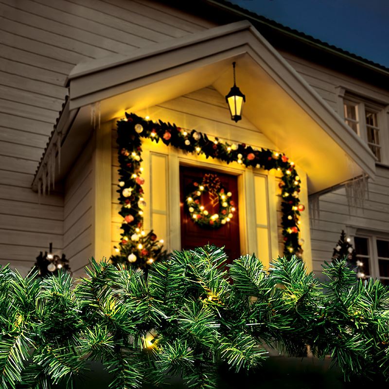 Solight LED vianočná girlanda s ihličím, 7m, 112x LED, časovač, 230V, IP44