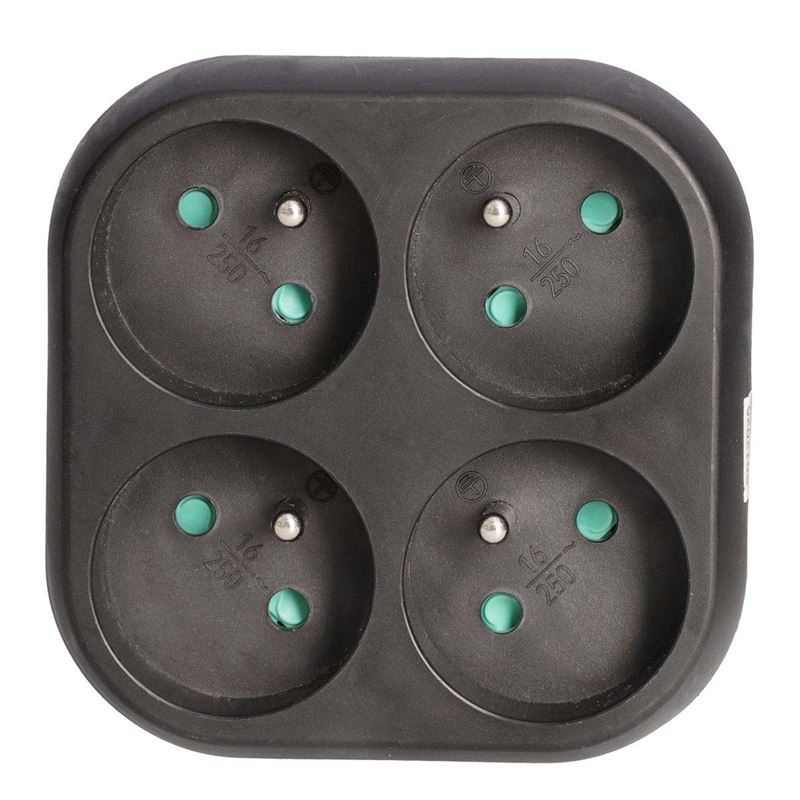 Solight rozbočovač 4 x 16A, čierny