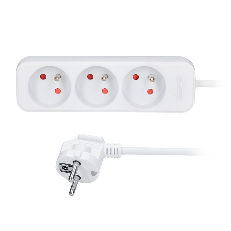 Solight predlžovací prívod 3m, 3 zásuvky, 16A/3680W, PVC, biely