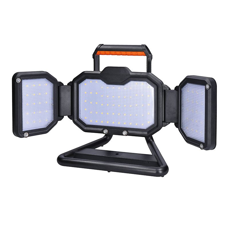 Solight LED reflektor, 50W, prenosný, nabijací, 5000lm, oranžovo-čierny